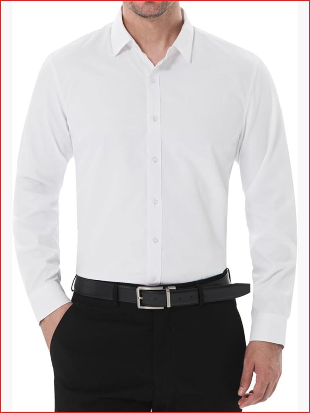 Slim Fit Stretch Dress Shirt Long Sleeve Button Up Casual Business
